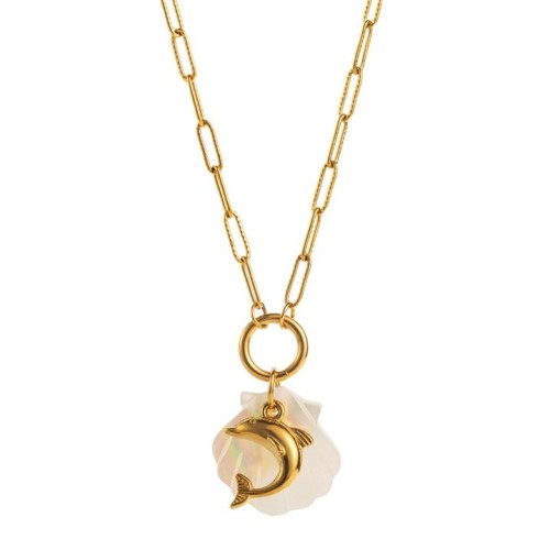 summer series personality brief starfish dolphin pendant stainless steel necklace