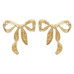 E fashion Metal bow earrings  retro brief temperament ear stud woman