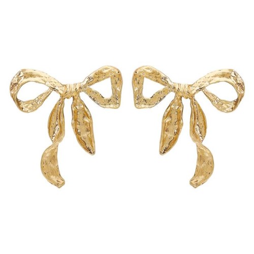 E fashion Metal bow earrings  retro brief temperament ear stud woman