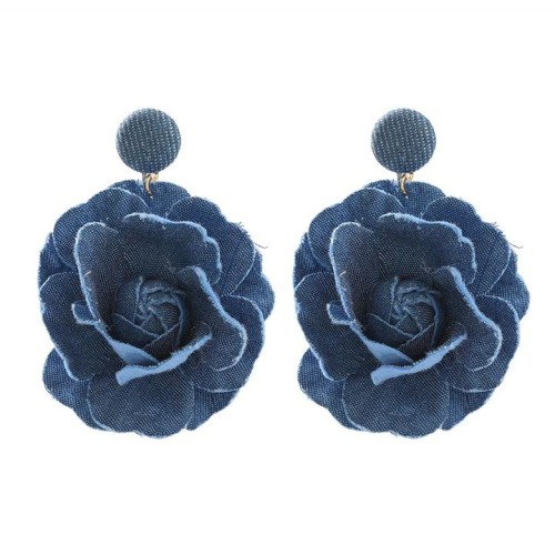 Autumn and Winter flowers earrings occidental style exaggerating Earring woman trend Cowboy blue roseearrings