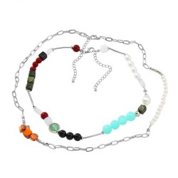 Double layer Bohemia handmade beads Pearl necklace clavicle chain