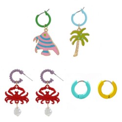 lovely enamel animal tree earrings three earrings woman