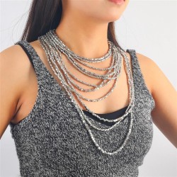 multilayer silver Bohemia noble wind beads temperament necklace woman