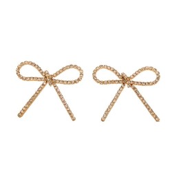 samll bow titanium steel ear stud diamond earrings temperament diamond woman