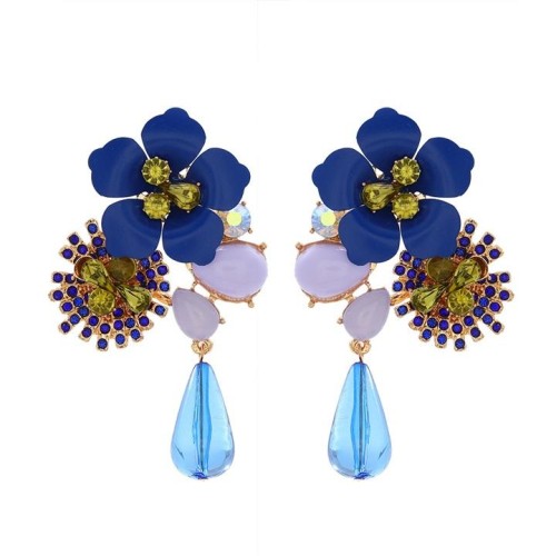 resin flowers beads diamond Autumn and Winter retro earrings woman