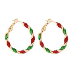 lady  christmas circle earrings  Acrylic earrings  gold color christmas tree p..