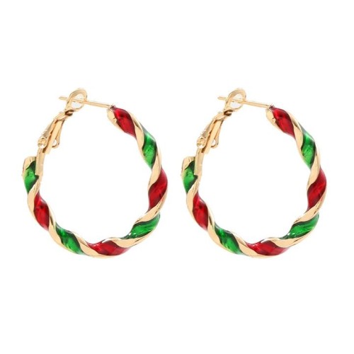 lady  christmas circle earrings  Acrylic earrings  gold color christmas tree pendant earrings