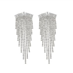 bride zircon bronze tassel earrings woman temperament high all-Purpose ear stu..