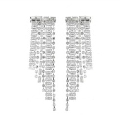 bride bronze embed zircon earrings tassel lady banquet long styleearrings