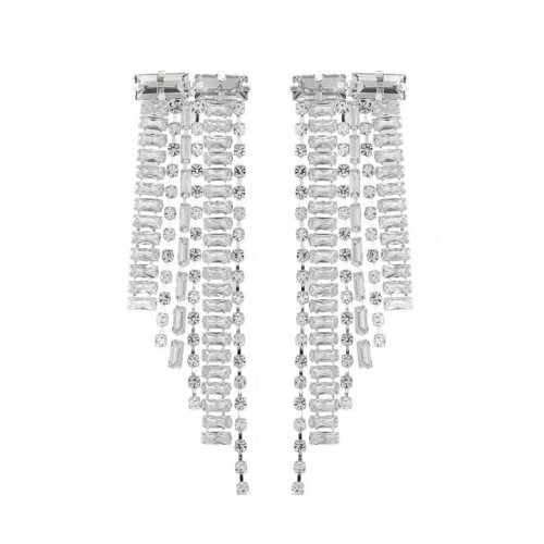 bride bronze embed zircon earrings tassel lady banquet long styleearrings