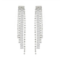 bride temperament long style tassel earrings woman high fully-jewelled zircon ..
