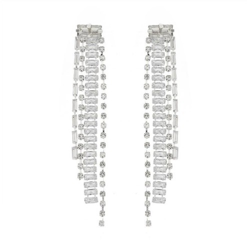bride temperament long style tassel earrings woman high fully-jewelled zircon earrings Earringearrings