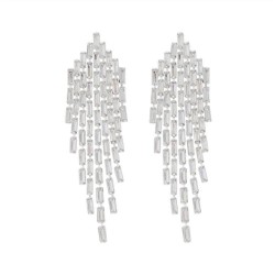 bride high zircon tassel samll earring thin earrings woman temperament silver ..