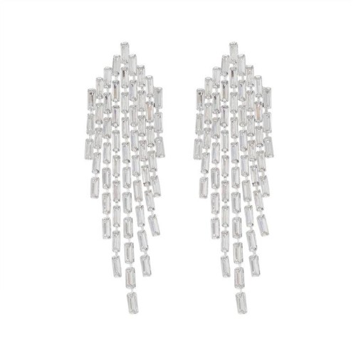 bride high zircon tassel samll earring thin earrings woman temperament silver Earring