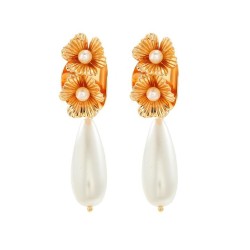 flowers Pearl pendant samll temperament high earrings woman