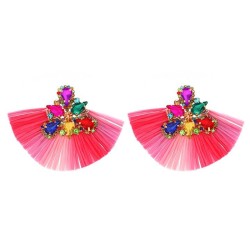 color Rhinestone flowers handmade weave earrings woman