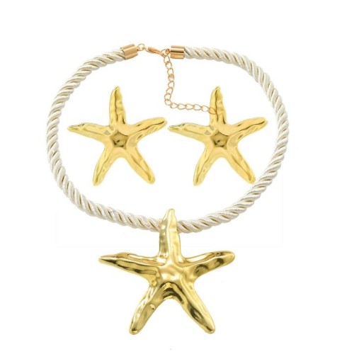 occidental style trend summer wind starfish necklace starfish earrings set fashion wind Alloy pendant clavicle