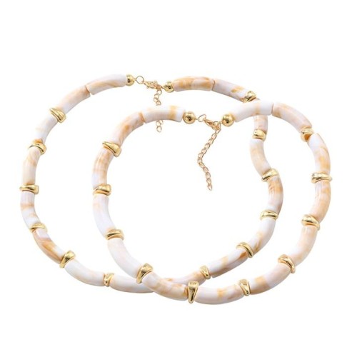 summer occidental style personality Irregular bamboo Double layer necklace   fashion all-Purpose