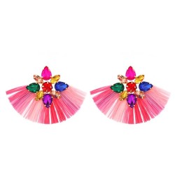 sector ethnic style tassel earrings female high colorful diamond exaggerating ..