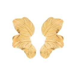 occidental style wind retro Metal exaggerating earrings brief leaves wind ear ..