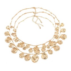  retro wind multilayer geometry Round pendant necklace Street Snap woman style