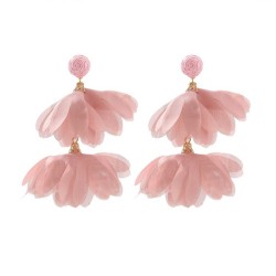 flowers temperament tassel Cloth earrings handmade samll color geometry Round petal Earring occidental style