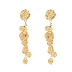  retro wind multilayer geometry Round pendant earrings woman Street Snap style