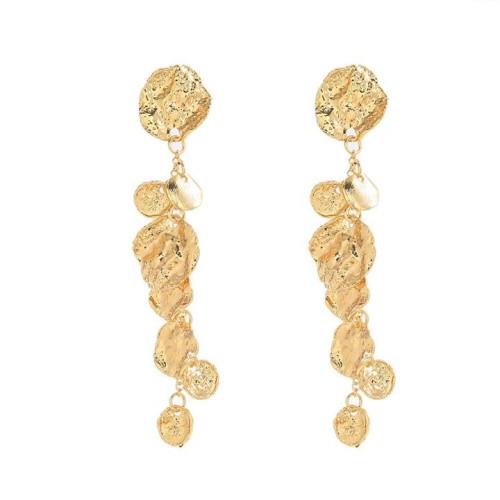  retro wind multilayer geometry Round pendant earrings woman Street Snap style