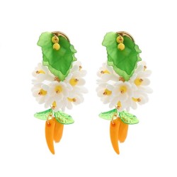 multicolor fresh sweet flowers tassel earrings handmade long style leaves earr..