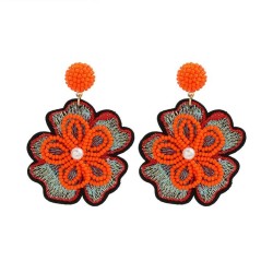  handmade Cloth flowers beads temperament all-Purpose earrings woman