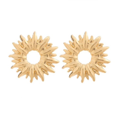 occidental style three-dimensional textured sun flower earrings  brief elegant more hollow ear stud