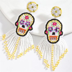  Halloween handmade beads head earrings  fashion exaggerating tassel skull ear..