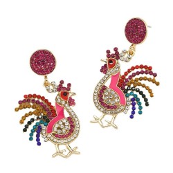 occidental style color enamel animal earrings  creative cartoon diamond Earrin..
