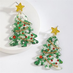 fashion christmas tree Earring  christmas plates chain Five-pointed star diamo..