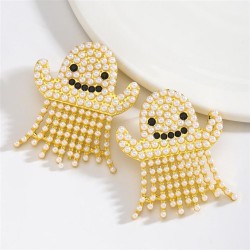 occidental style fashion Halloween Pearl diamond earrings personality fully-je..