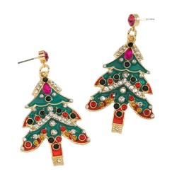occidental style christmas tree earrings  fashion color diamond christmas Earr..