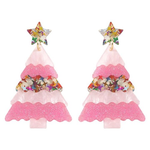 occidental style christmas hollow sweet christmas tree cartoon earrings  personality colorful Five-pointed star 