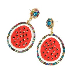 fashion sweet watermelon earrings  personality diamond fresh and cool blue gem..