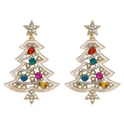  occidental style christmas series fashion christmas tree earrings  colorful diamond hollow Five-pointed star e