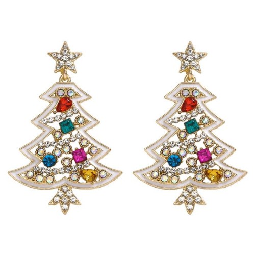  occidental style christmas series fashion christmas tree earrings  colorful diamond hollow Five-pointed star e