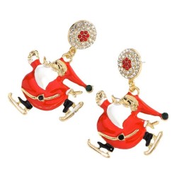  occidental style christmas lovely Santa Claus earrings  new enamel diamond ea..