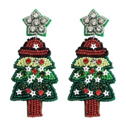 occidental style personality handmade beads christmas tree earring  christmas ..