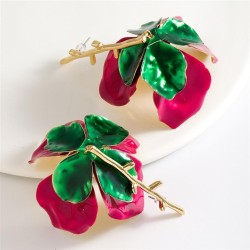  personality enamel color bright flowers earring  samll leaf creative earrings