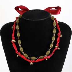 occidental style handmade beads resin necklace bow weave necklace set woman