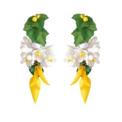 fresh sweet wind earrings  creative handmade long style flowers tassel resin E..