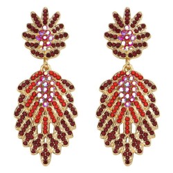 occidental style fashion wind leaves colorful diamond earrings high lady weddi..