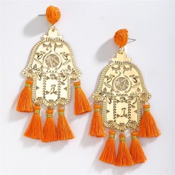 occidental style Bohemian style Alloy pattern geometry tassel long style earri..