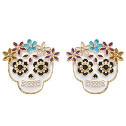 occidental style Halloween skull earrings personality enamel lovely flowers sk..