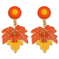  autumn exaggerating diamond leaf earrings fashion colour enamel geometry leav..