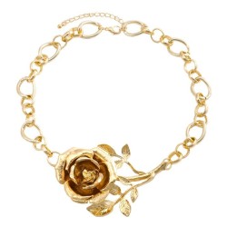 occidental style exaggerating necklace Alloy flowers lady elegant rose pendant..